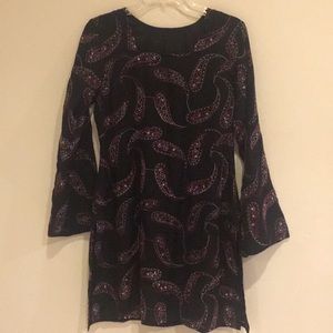 Embroidered paisley tunic dress top